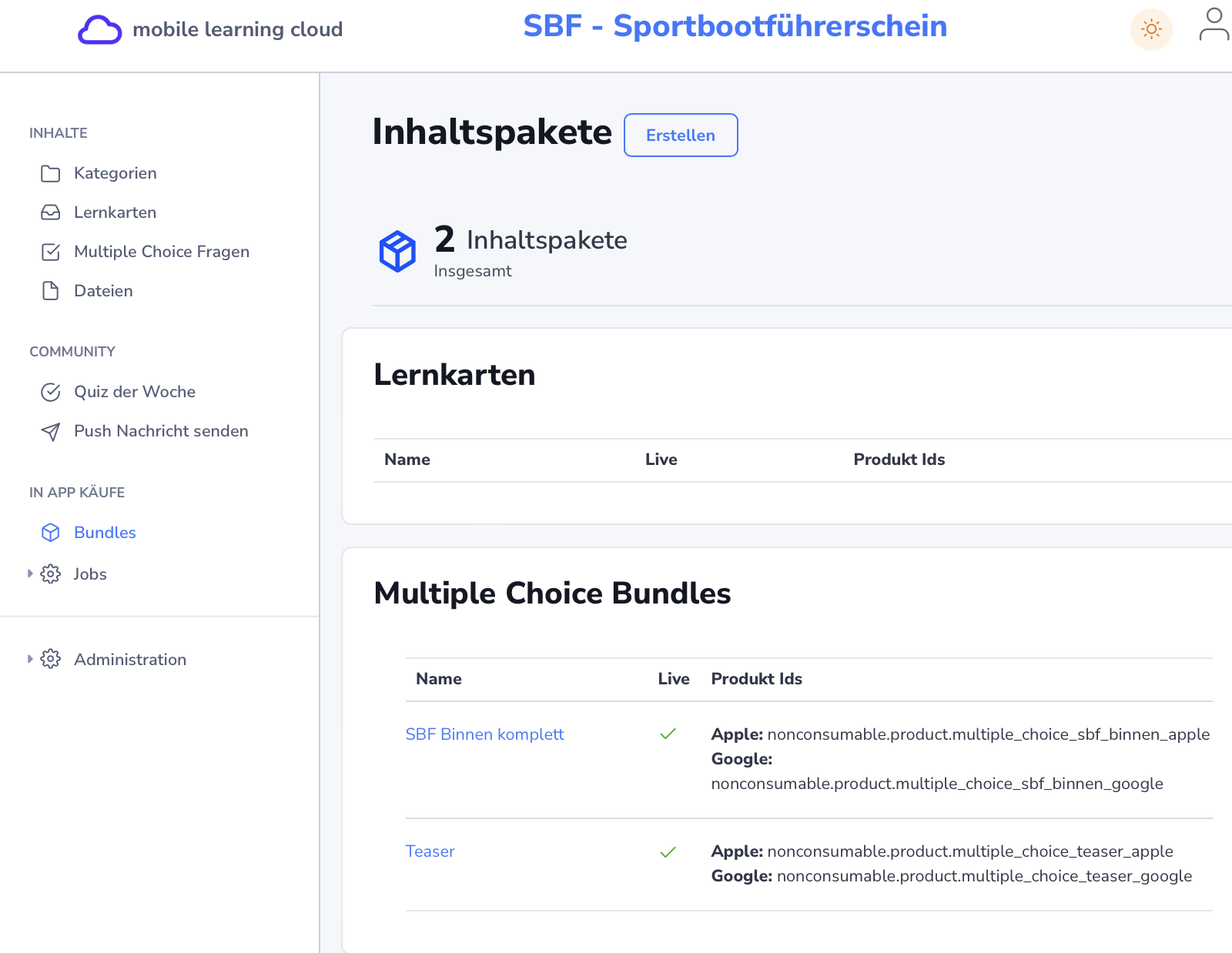 Overview content bundles