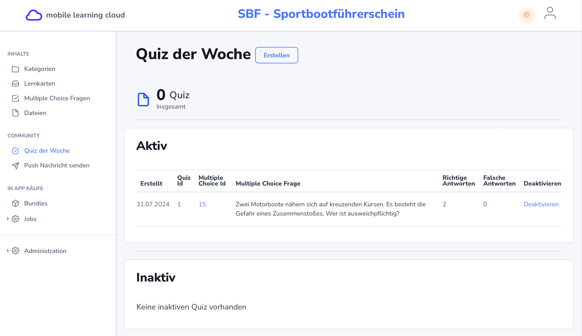 Overview quiz of the week